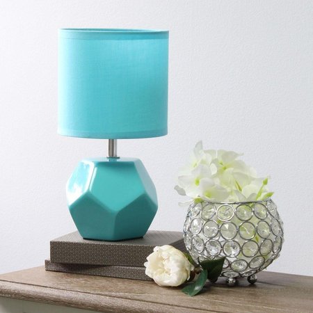 STAR BRITE Simple Designs Round Prism Mini Table Lamp with Matching Fabric Shade, Blue ST2519974